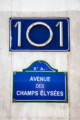 Image showing Avenue des Champs Elysees street sign, Paris, France