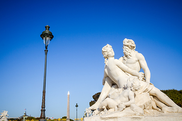 Image showing The Seine and the Marne statue in Tuileries Garden, Paris