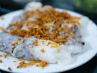 Image showing Banh cuon with hanh phi, a Vietnamese breakfast roll