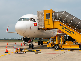 Image showing VietJet Airbus A320 NEO at Tho Xuan Airport at Thanh Hoa, Vietna