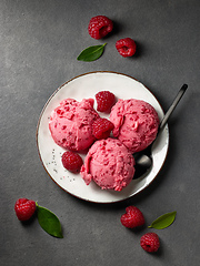 Image showing plate of raspberry sorbet