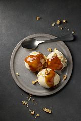 Image showing vanilla ice cream with caramel sauce