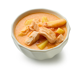 Image showing bowl of salmon and tomato soup