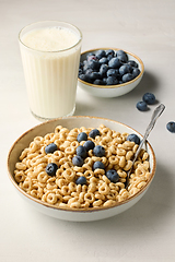 Image showing bowl of breakfast cereal honey rings