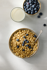 Image showing bowl of breakfast cereal honey rings