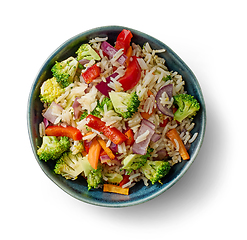 Image showing bowl of fried rice with vegetables