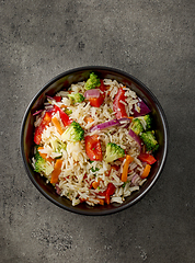 Image showing bowl of fried rice and vegetables