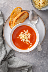 Image showing Greek tomato soup with orzo pasta