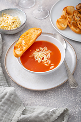 Image showing Greek tomato soup with orzo pasta