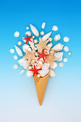 Image showing Surreal Fun Food Art with Seashell Ice Cream Cone