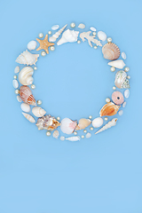 Image showing Seashell and Oyster Pearl Decorative Wreath