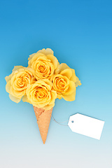 Image showing Surreal Summer Ice Cream Cone Rose Flower Gift 