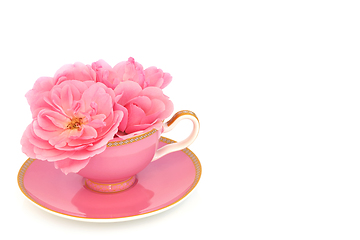 Image showing Surreal Rose Flower Tea Cup Arrangement