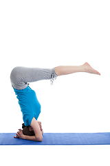 Image showing Yoga - young beautiful woman doing yoga asana excerise isolated