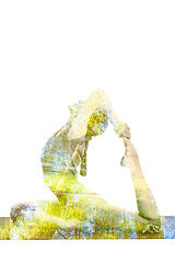 Image showing Double exposure image of woman doing yoga asana