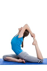 Image showing Yoga - young beautiful woman doing yoga asana excerise isolated