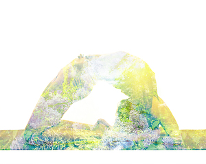 Image showing Double exposure image of woman doing yoga asana