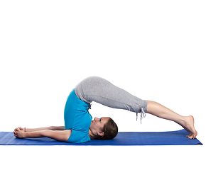 Image showing Yoga - young beautiful woman doing yoga asana excerise isolated