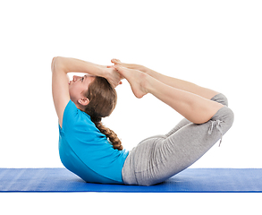 Image showing Yoga - young beautiful woman doing yoga asana excerise isolated