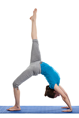 Image showing Yoga - young beautiful woman doing yoga asana excerise isolated