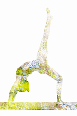 Image showing Double exposure image of woman doing yoga asana