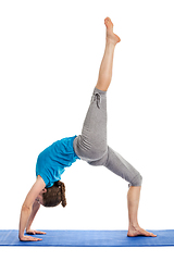 Image showing Yoga - young beautiful woman doing yoga asana excerise isolated