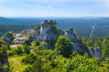 Image showing View from top of mountain Gora Zborow, Podlesice, Poland