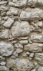 Image showing Very old stone wall texture, architectural background