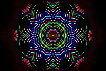 Image showing Abstract luminous pattern shape from colorful lines