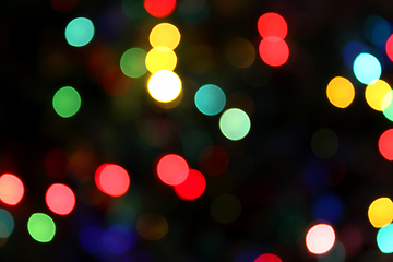 Image showing Colorful festive blurry lights of Christmas decorations