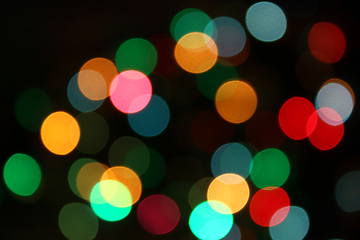 Image showing Colorful festive blurry lights of Christmas decorations