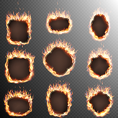 Image showing Set of 9 Fire labels template. EPS 10