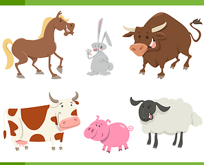 Image showing cute farm animals cartoon set