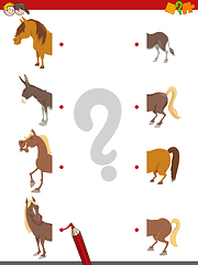 Image showing match the halves of horses