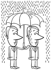 Image showing businessmen under umbrella