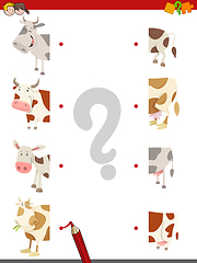 Image showing match the halves of cows