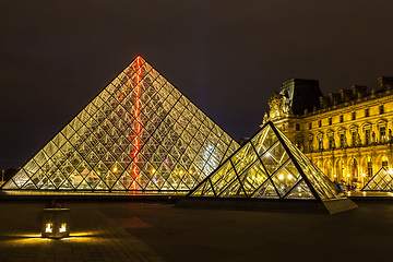 Image showing The Louvre at night in Paris