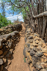 Image showing path in walled village tribes Konso, Ethiopia