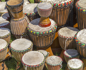 Image showing lots of african drums