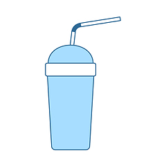 Image showing Disposable Soda Cup And Flexible Stick Icon