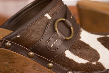 Image showing close up of a wooden shoe