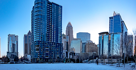 Image showing charlotte north carolina city skyline after winted storm