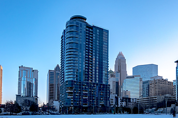 Image showing charlotte north carolina city skyline after winted storm