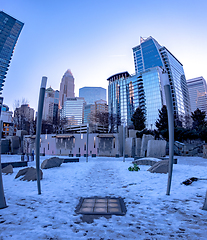 Image showing charlotte north carolina city skyline after winted storm