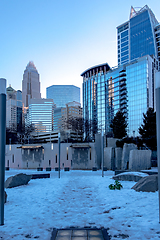 Image showing charlotte north carolina city skyline after winted storm