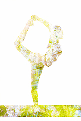 Image showing Double exposure image of woman doing yoga asana