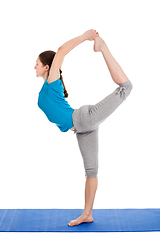 Image showing Yoga - young beautiful woman doing yoga asana excerise isolated