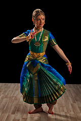 Image showing Beautiful girl dancer of Indian classical dance Bharatanatyam