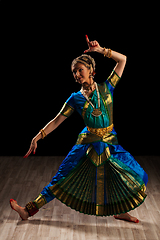 Image showing Beautiful girl dancer of Indian classical dance Bharatanatyam