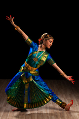 Image showing Beautiful girl dancer of Indian classical dance Bharatanatyam